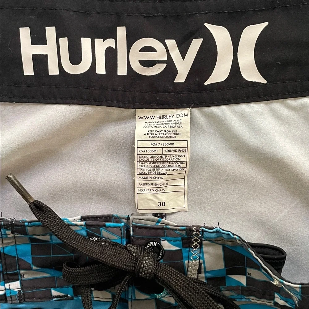 Men's Hurley Phantom Boardshorts Blue Black Size 38 Surf Beach Swim Trunks